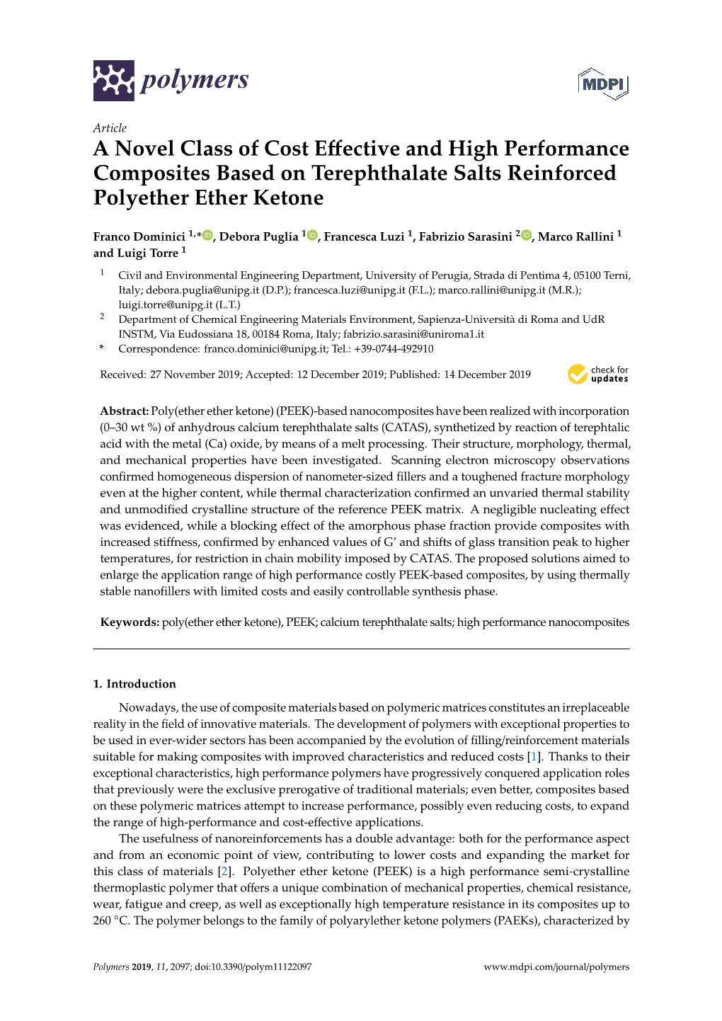 A Novel Class of Cost Effective and High Performance Composites Based on Terephthalate Salts Reinforced Polyether Ether Ketone