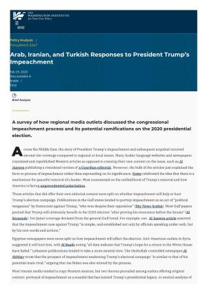 Arab, Iranian, and Turkish Responses to President Trump's Impeachment