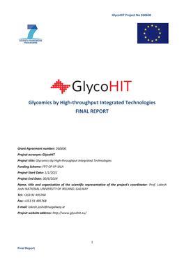 Glycomics by High-Throughput Integrated Technologies FINAL REPORT