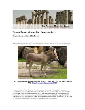 Donkeys, Domestication and Early Bronze Age Society