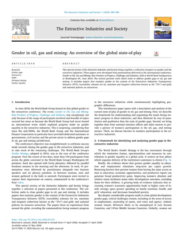 Gender in Oil, Gas and Mining an Overview of the Global State-Of-Play