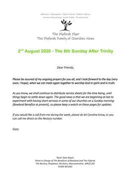 2Nd August 2020 - the 8Th Sunday After Trinity