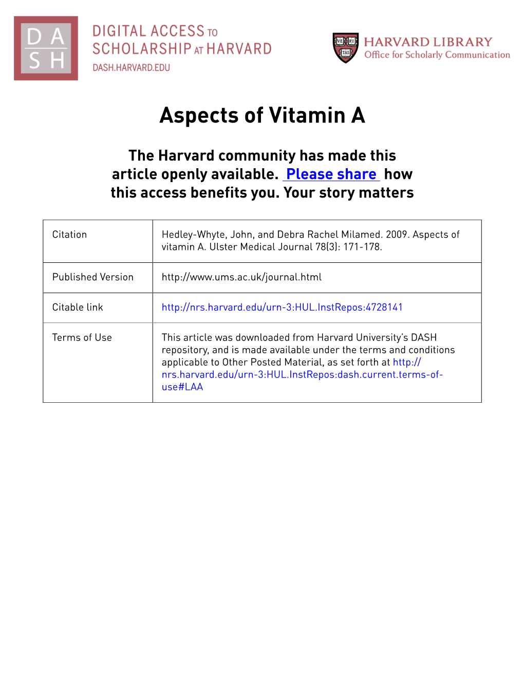 Aspects of Vitamin A