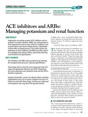ACE Inhibitors and Arbs: Managing Potassium and Renal Function