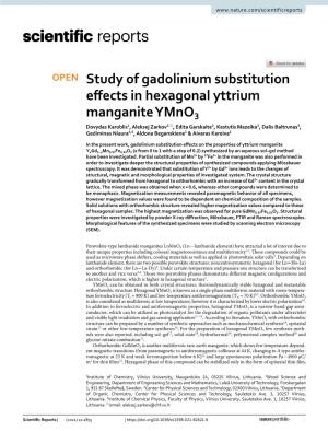 Study of Gadolinium Substitution Effects in Hexagonal Yttrium