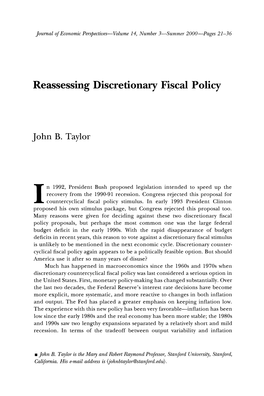 Paper, Reassessing Discretionary Fiscal Policy