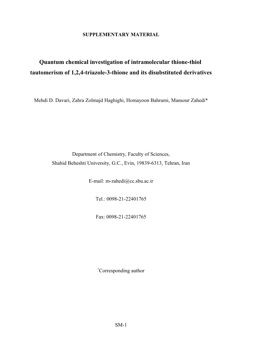 Quantum Chemical Investigation of Intramolecular Thione-Thiol