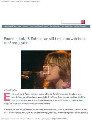 Emerson, Lake & Palmer Can Still Turn Us on with These Top 5 Song Lyrics