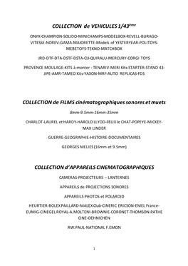 Collection Vehicules Et Cinéma