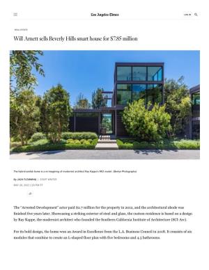 Will Arnett Sells Beverly Hills Smart House for $7.85 Million