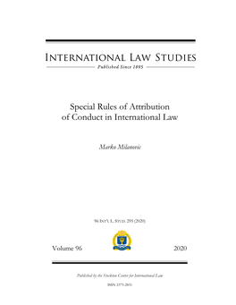 Special Rules of Attribution of Conduct in International Law