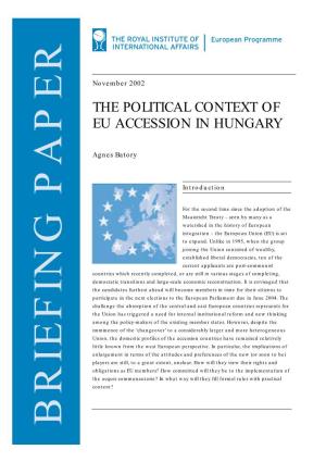 The Political Context of Eu Accession in Hungary