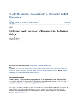 Intellectual Humility and the Art of Disagreement at the Christian College