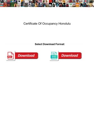 Certificate of Occupancy Honolulu