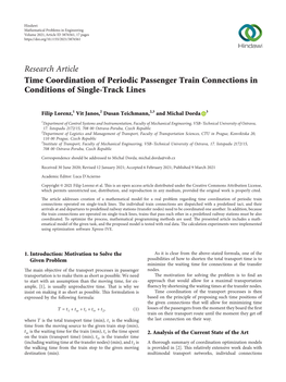 Time Coordination of Periodic Passenger Train Connections in Conditions of Single-Track Lines