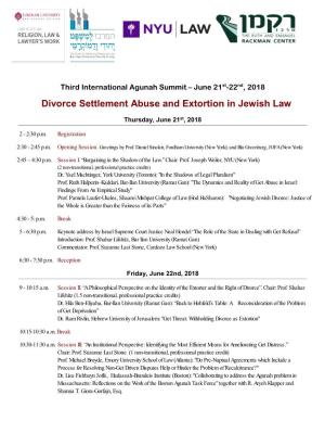 Divorce Settlement Abuse and Extortion in Jewish Law
