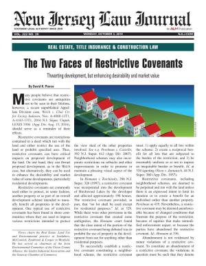 The Two Faces of Restrictive Covenants Thwarting Development, but Enhancing Desirability and Market Value