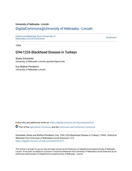 G94-1226 Blackhead Disease in Turkeys