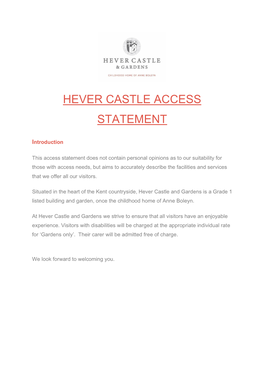 Hever Castle Access Statement