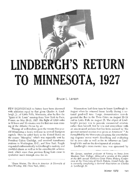 Lindbergh's Return to Minnesota, 1927