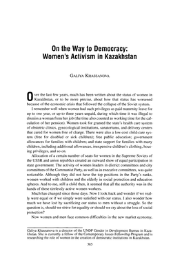 On the Way to Democracy: Women's Activism in Kazakhstan