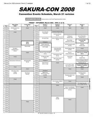 Sakura-Con 2008 Schedule, March 21 Revision 1 of 12