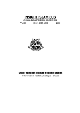 Insight Islamicus an Annual Journal of Studies and Research in Islam