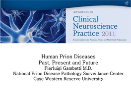 Human Prion Diseases Past, Present and Future Pierluigi Gambetti M.D