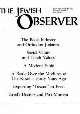 The Book Industry and Orthodox Judaism Social Values and Torah Values a Modern Fable a Battle Over the Mechitza at the Kosel