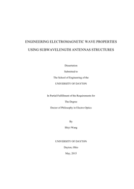 Engineering Electromagnetic Wave Properties Using Subwavelength Antennas Structures