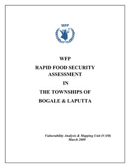 Wfp Rapid Food Security Assessment in the Townships of Bogale & Laputta