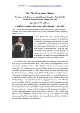 'The Impact of the Lahore Ahmadiyya Thought Through the Woking