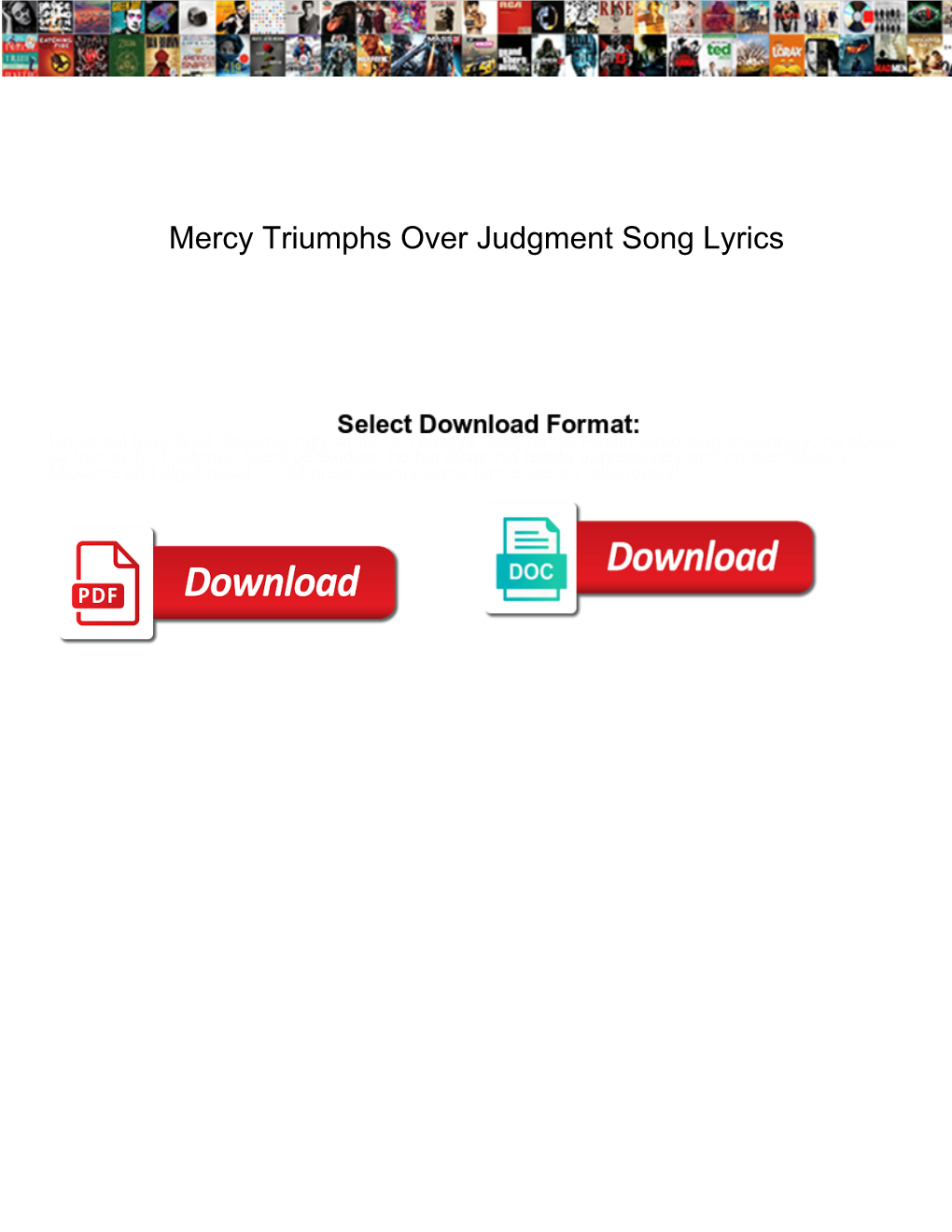 Mercy Triumphs Over Judgment Song Lyrics