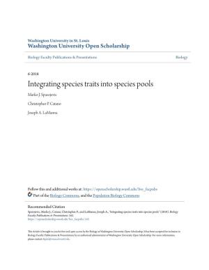 Integrating Species Traits Into Species Pools Marko J