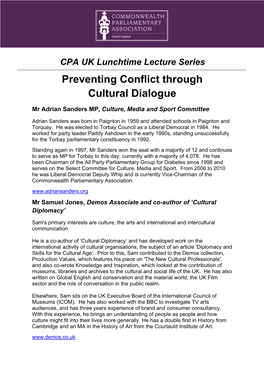 Preventing Conflict Through Cultural Dialogue