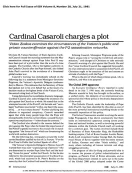 Cardinal Casaroli Charges a Plot