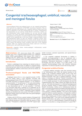 Congenital Tracheoesophageal, Umbilical, Vascular and Meningeal Fistulas