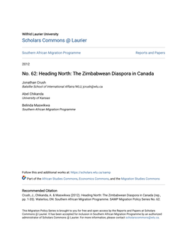 Heading North: the Zimbabwean Diaspora in Canada