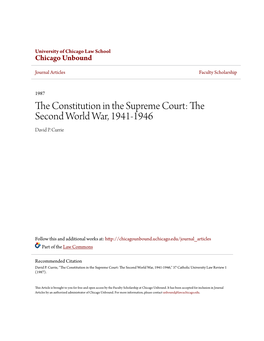 The Constitution in the Supreme Court: the Second World War, 1941-1946