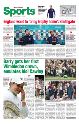Barty Gets Her First Wimbledon Crown, Emulates Idol Cawley