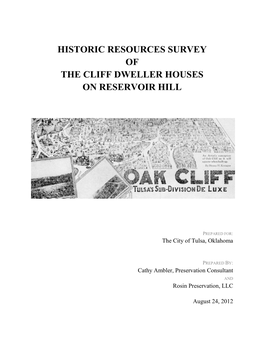 Historic Resources Survey of the Cliff Dweller Houses on Reservoir Hill