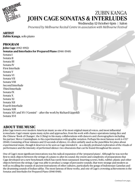 John Cage Sonatas & Interludes