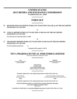 United States Securities and Exchange Commission Form