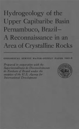 Hydrogeology of the Upper Capibaribe Basin Pernambuco, Brazil a Reconnaissance in an Area of Crystalline Rocks