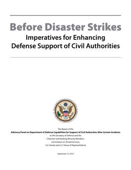 Imperatives for Enhancing Defense Support of Civil Authorities