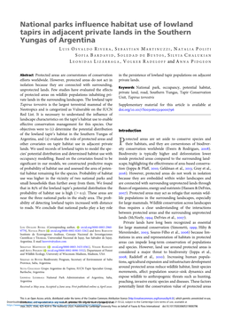 National Parks Influence Habitat Use of Lowland Tapirs in Adjacent Private Lands in the Southern Yungas of Argentina