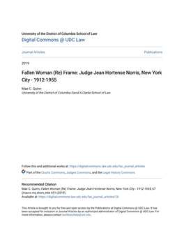 Judge Jean Hortense Norris, New York City - 1912-1955
