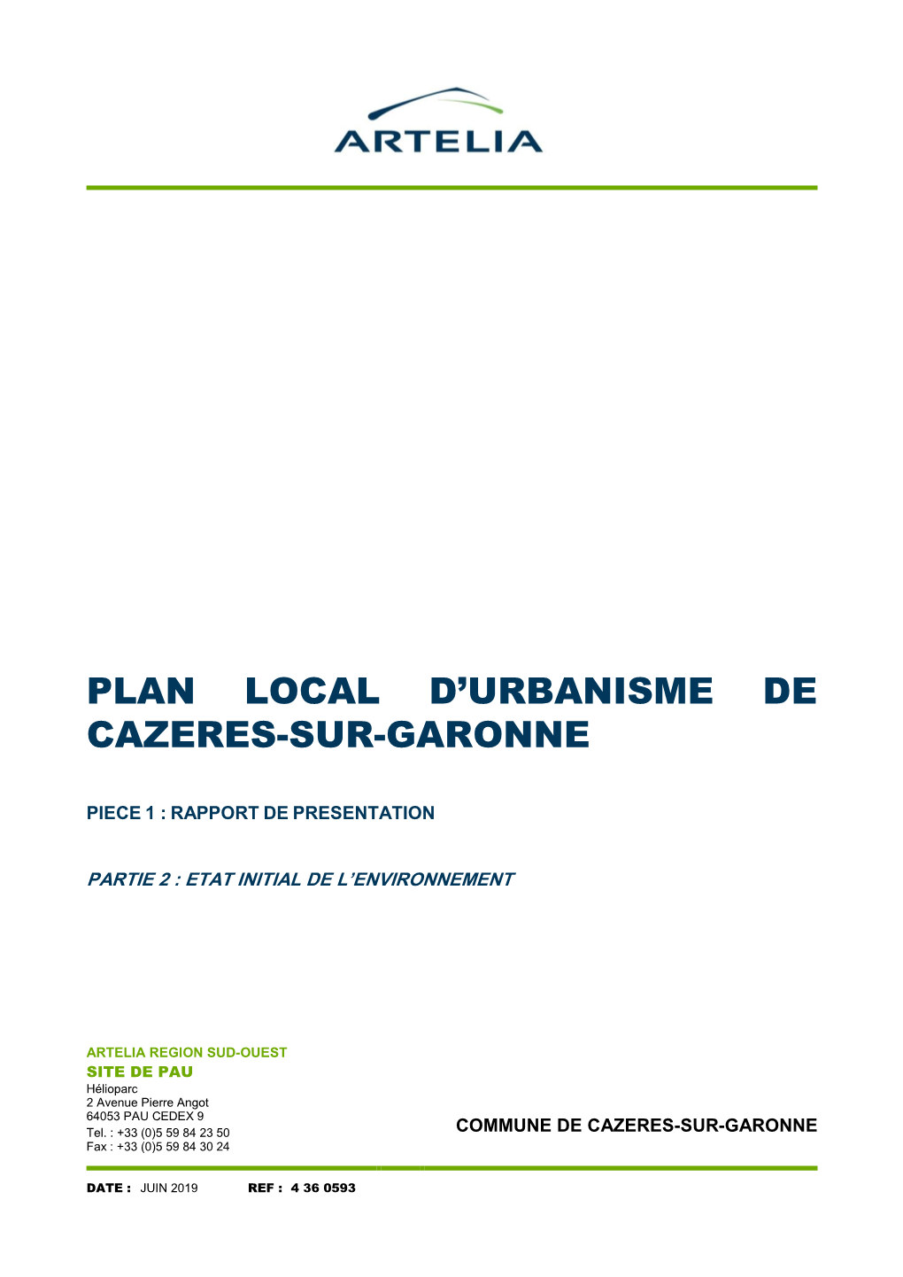 Plan Local D'urbanisme De Cazeres-Sur-Garonne