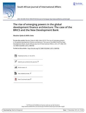 The Case of the BRICS and the New Development Bank