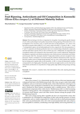 Fruit Ripening, Antioxidants and Oil Composition in Koroneiki Olives (Olea Europea L.) at Different Maturity Indices